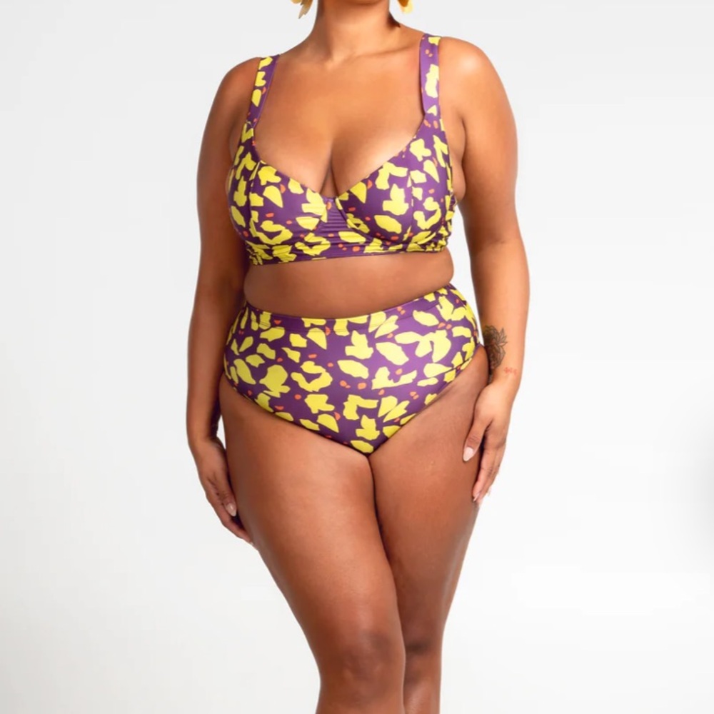 OFUURE Purple and Yellow Bikini Set